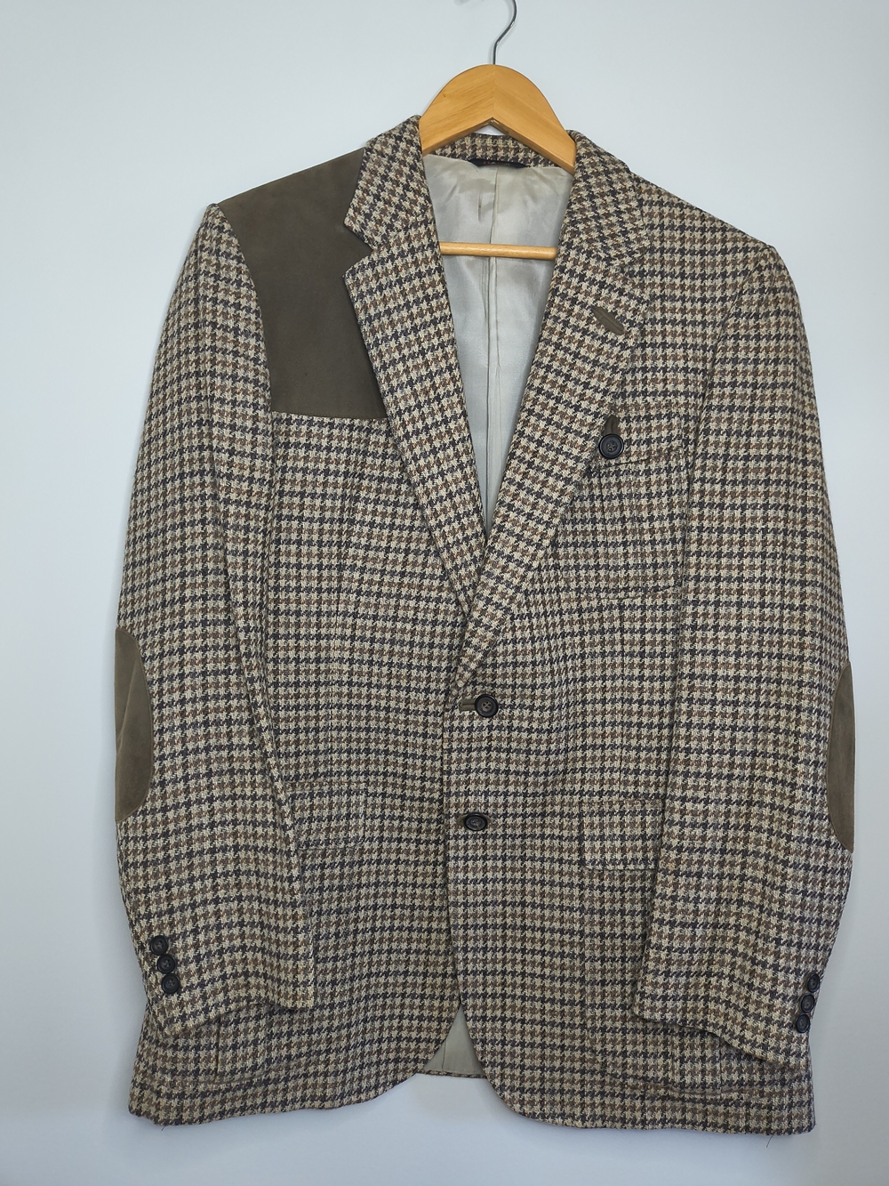 Daks Men's Houndstooth Sport Coat Brown & Cream Medium